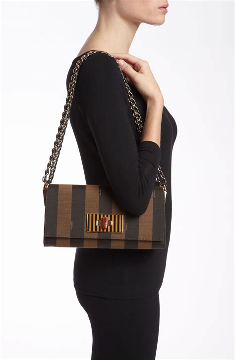 fendi claudia pequin striped small shoulder bag|Fendi Claudia Pequin Striped Small Shoulder Bag .